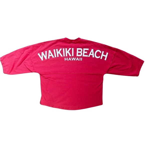 Spirit Jersey Tops - SPIRIT JERSEY waikiki beach hawaii coral short sleeve boxy tee size M